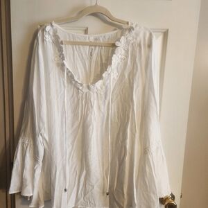 NY Collection White Floral Women's Blouse